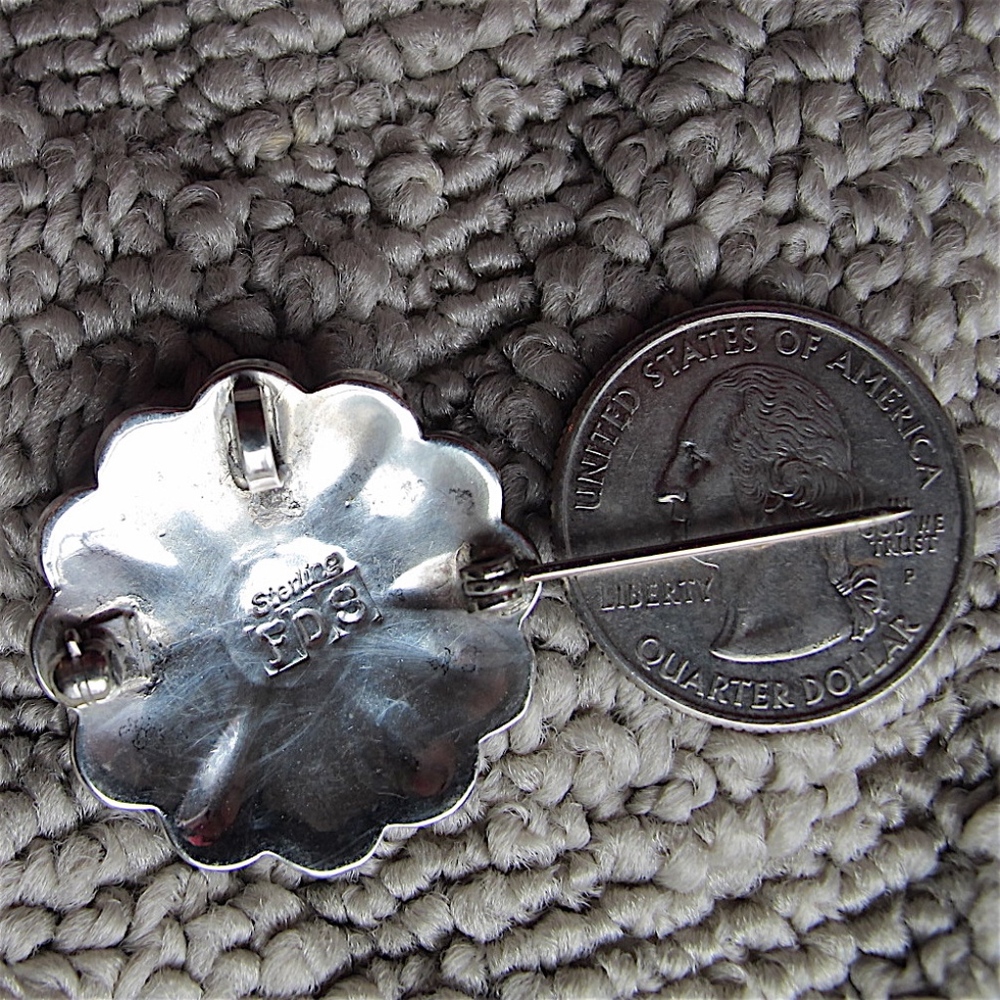 Sterling Silver Zuni SunFace Medallion Pendant Pin - Picture 7 of 8